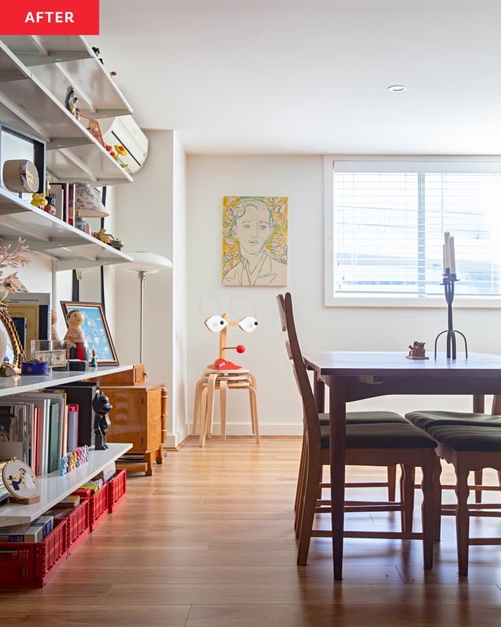 A Collector s Living Room Makeover Uses IKEA BOAXEL Shelves